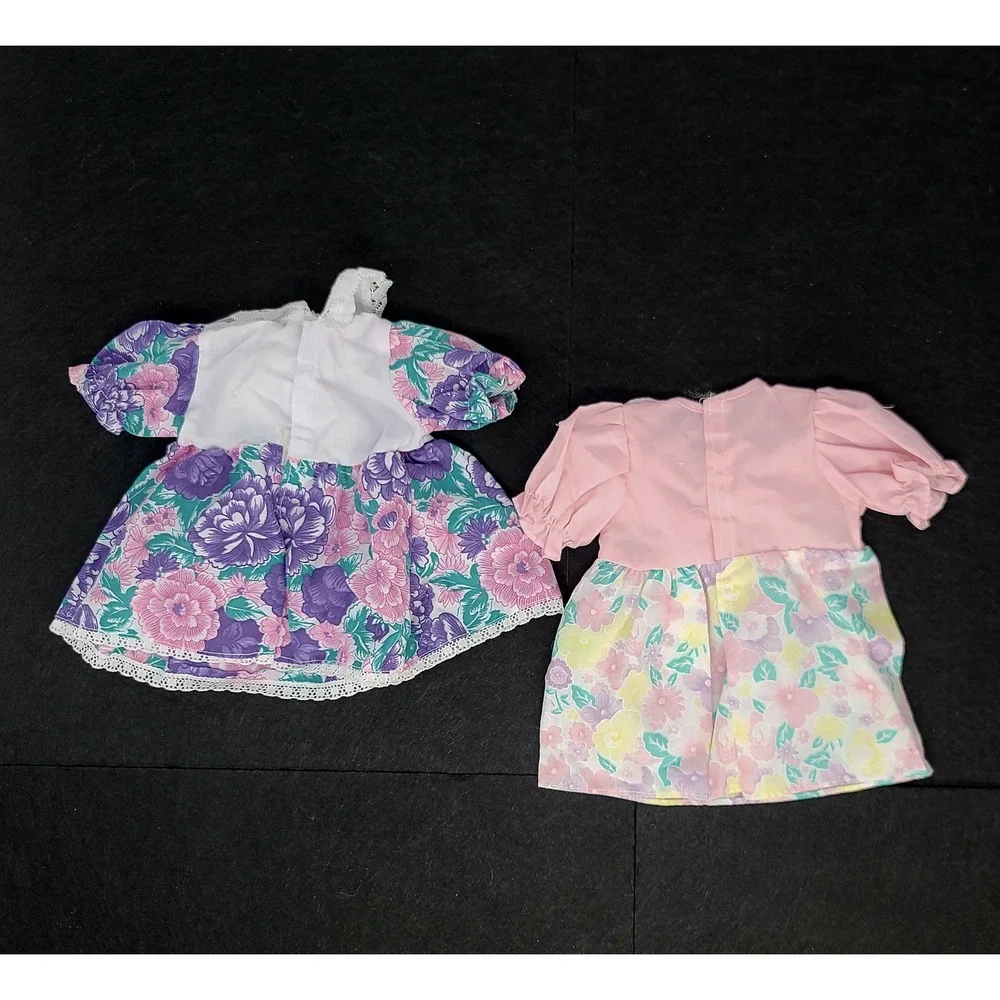 Vintage Doll Clothes for Cabbage Patch Kids Floral Dress Lot 2pc Pink Purple